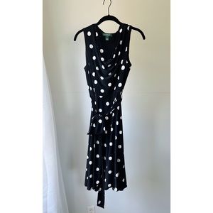 Ralph Lauren Sleeveless Black and White Polka Dot Dress / Size: 6